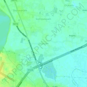 Mappa topografica Siruniam, altitudine, rilievo