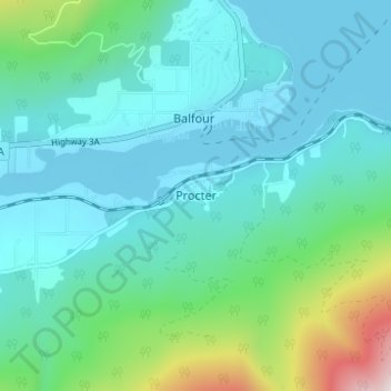 Mappa topografica Procter, altitudine, rilievo