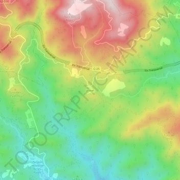 Mappa topografica Joanet, altitudine, rilievo