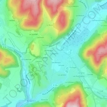 Mappa topografica La Pagère, altitudine, rilievo