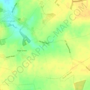 Mappa topografica Dam Green, altitudine, rilievo