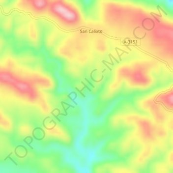Mappa topografica San Calixto, altitudine, rilievo