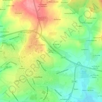 Mappa topografica La Croix du Tiernez, altitudine, rilievo