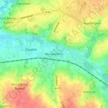 Mappa topografica Munkzwalm, altitudine, rilievo