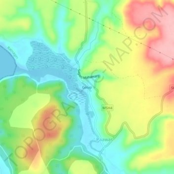 Mappa topografica Golap, altitudine, rilievo