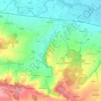 Mappa topografica Asbach, altitudine, rilievo