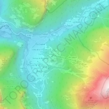 Mappa topografica Passy, altitudine, rilievo