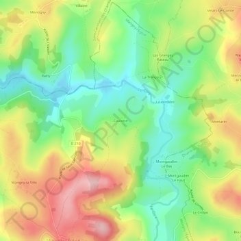 Mappa topografica Courotte, altitudine, rilievo