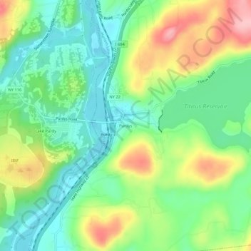 Mappa topografica Purdys, altitudine, rilievo