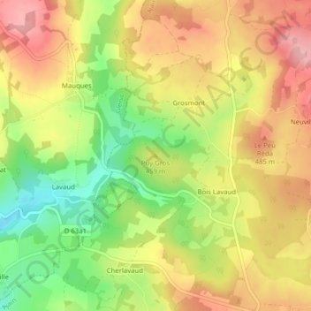Mappa topografica Puy Gros, altitudine, rilievo