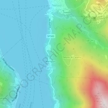 Mappa topografica Grotta Masera, altitudine, rilievo