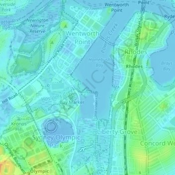 Mappa topografica Shipwreck Lookout, altitudine, rilievo