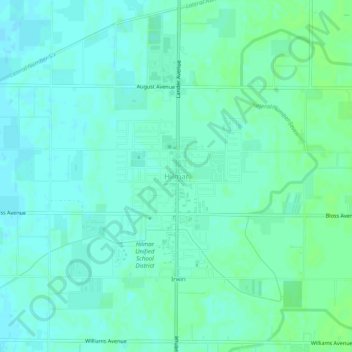 Mappa topografica Hilmar, altitudine, rilievo