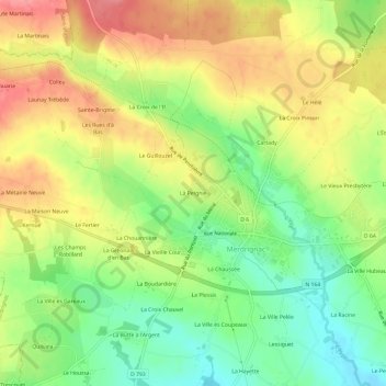 Mappa topografica La Peignie, altitudine, rilievo