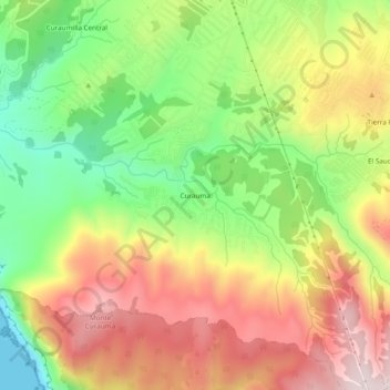 Mappa topografica Curauma, altitudine, rilievo