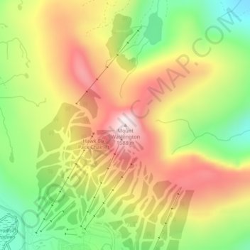 Mappa topografica Mount Washington, altitudine, rilievo