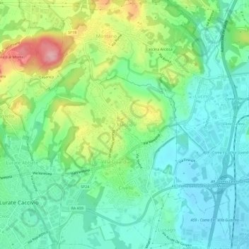 Mappa topografica Maccio, altitudine, rilievo