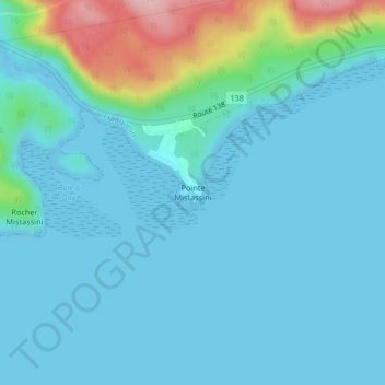 Mappa topografica Pointe Mistassini, altitudine, rilievo