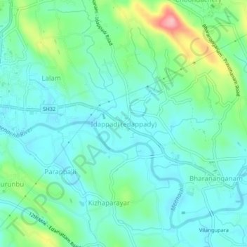 Mappa topografica Idappadi (edappady), altitudine, rilievo