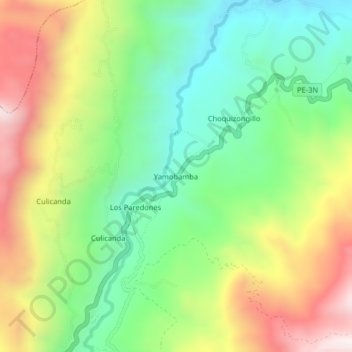 Mappa topografica Yamobamba, altitudine, rilievo