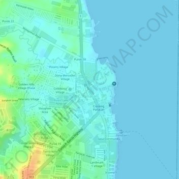 Mappa topografica Km 14, altitudine, rilievo