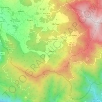 Mappa topografica Várzea, altitudine, rilievo