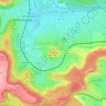 Mappa topografica Rattem, altitudine, rilievo