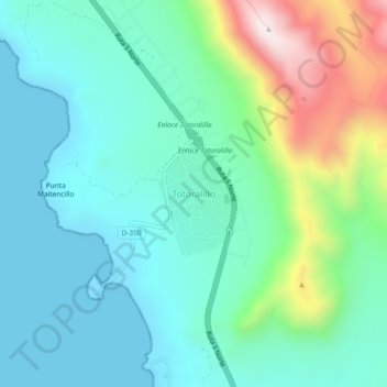 Mappa topografica Totoralillo, altitudine, rilievo