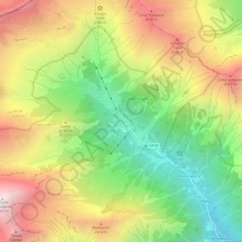Mappa topografica Rima, altitudine, rilievo