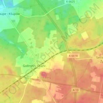 Mappa topografica Gollmitzer Ausbau, altitudine, rilievo