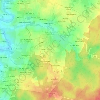 Mappa topografica La Rue, altitudine, rilievo