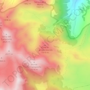 Mappa topografica Colle di Camporotondo, altitudine, rilievo