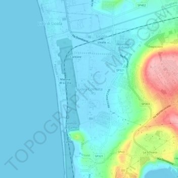 Mappa topografica Nuova Colmata, altitudine, rilievo
