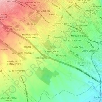 Mappa topografica Independencia, altitudine, rilievo