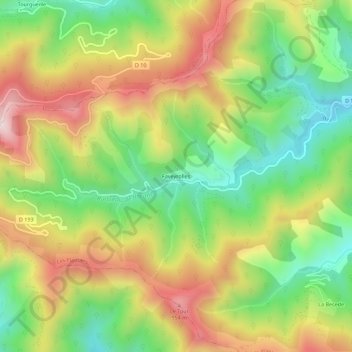 Mappa topografica Faveyrolles, altitudine, rilievo