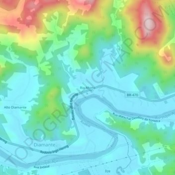 Mappa topografica Rio Morto, altitudine, rilievo
