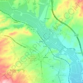 Mappa topografica El Ruini, altitudine, rilievo