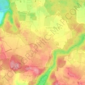 Mappa topografica Großdingharting, altitudine, rilievo