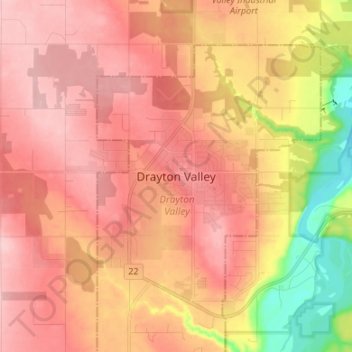 Mappa topografica Drayton Valley, altitudine, rilievo