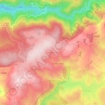 Mappa topografica Fontbonne Haut, altitudine, rilievo