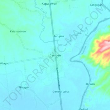 Mappa topografica Carmen, altitudine, rilievo
