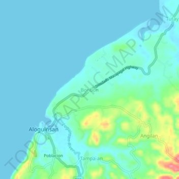 Mappa topografica Bonbon, altitudine, rilievo