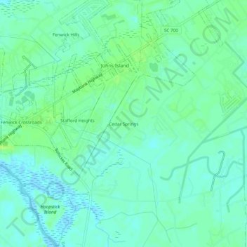 Mappa topografica Cedar Springs, altitudine, rilievo