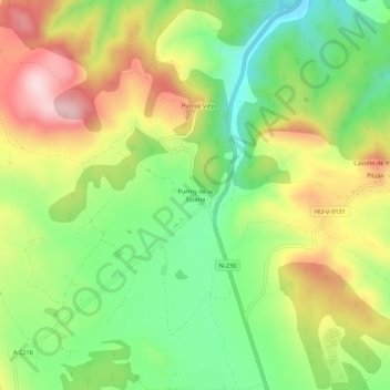 Mappa topografica Purroy de la Solana, altitudine, rilievo