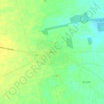 Mappa topografica Paurito, altitudine, rilievo