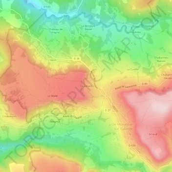 Mappa topografica Le Villard, altitudine, rilievo
