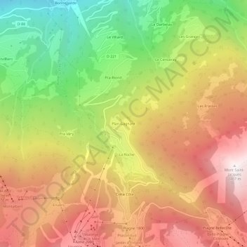 Mappa topografica Plan Gagnant, altitudine, rilievo