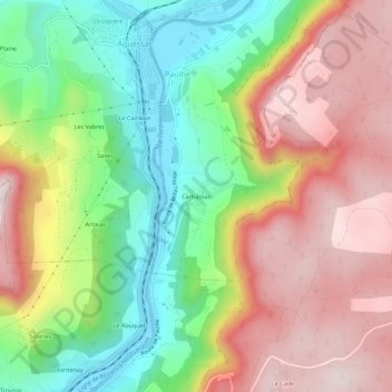 Mappa topografica Carbassas, altitudine, rilievo