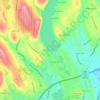 Mappa topografica Wildmans Landing, altitudine, rilievo