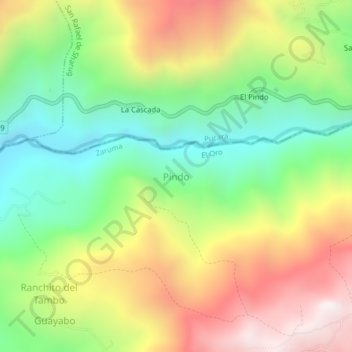 Mappa topografica Pindo, altitudine, rilievo